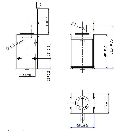 線材刻字機用電磁鐵,刻字機用框架推拉電磁鐵-尺寸圖